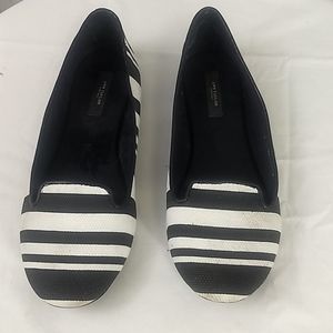 Ann Taylor Black and White Striped Flat Shoes
